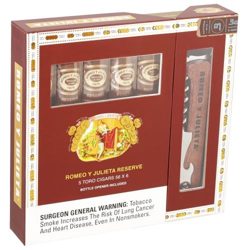 Romeo y Julieta Reserve Toro 5-Cigar Sampler with Wine Key
