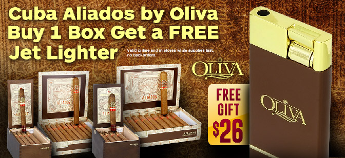 Cuba Aliados by Oliva Buy 1 Box get a Free Jet Lighter